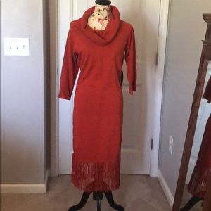 NY&CO ORANGE FRINGE DRESS